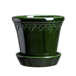 Bergs Potter – Københavner glaced pot + saucer - Emerald green