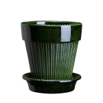 Bergs Potter – Simona glaced pot + saucer – Emerald green