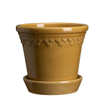 Bergs Potter – Københavner glaced pot + saucer - Amber yellow