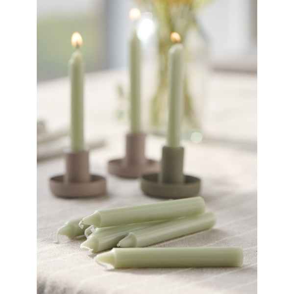 IB Laursen – Candle holder/ taper candle – dusty green - Afbeelding 4