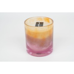 Dekocandle – Scented candle in thick votive cylinder with pink to orangedesign Ø 11 x 12 cm