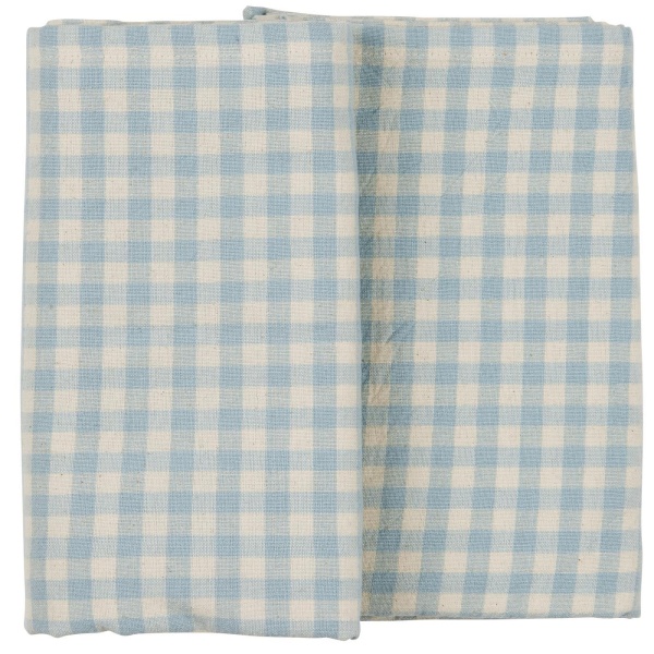 IB Laursen – Tafellaken Viggo light blue with small natural checks – 150 x 150 cm 