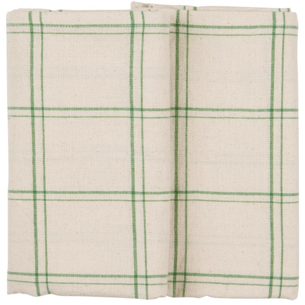 IB Laursen – Tafellaken Storm natural with green checkered pattern – 150 x 150 cm 