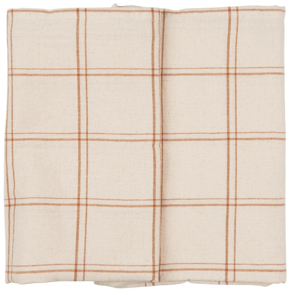 IB Laursen – Tafellaken Theodor natural with rustic brown checkered pattern – 150 x 250 cm