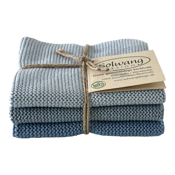 Solwang Design – vaatdoekjes – Ice blue – set van 3