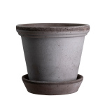 Bergs Potter – Flora raw pot + saucer – grey