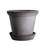 Bergs Potter – Flora raw pot + saucer – grey