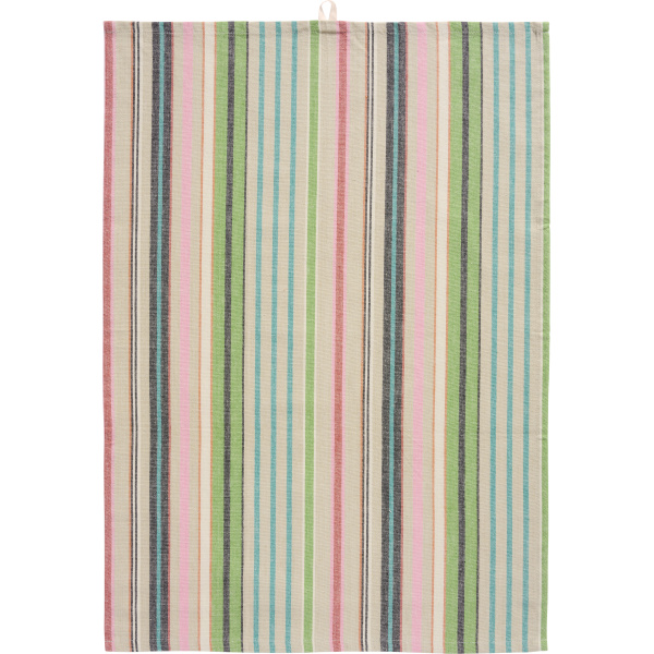 IB Laursen – Tea towel w/multicoloured stripes green, 3 pcs