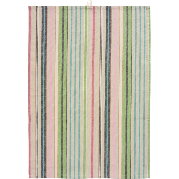 IB Laursen – Tea towel w/multicoloured stripes green, 3 pcs