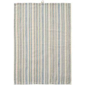 IB Laursen – Tea towel Celine white w/blue and beige, woven pattern