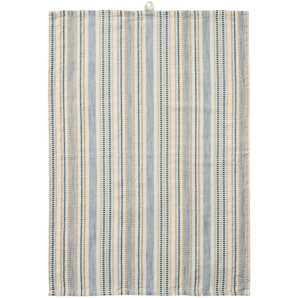 IB Laursen – Tea towel Celine white w/blue and beige, woven pattern