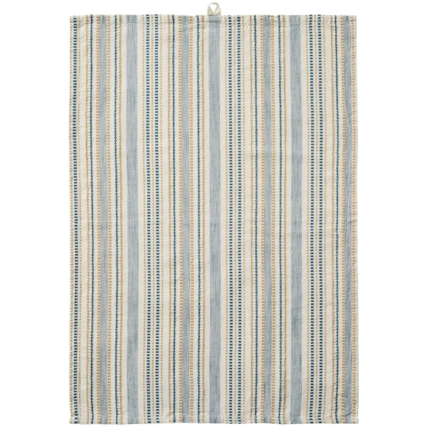 IB Laursen – Tea towel Celine white w/blue and beige, woven pattern