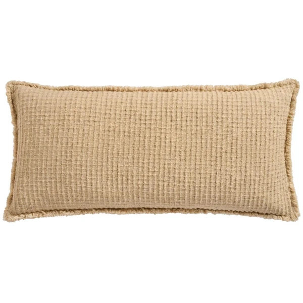 IB Laursen - Cushion cover coarsely woven in checkered pattern, 4 sides w/fringes, 35 x 80 cm