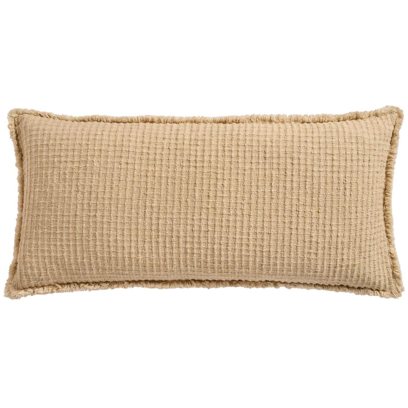 IB Laursen - Cushion cover coarsely woven in checkered pattern, 4 sides w/fringes, 35 x 80 cm