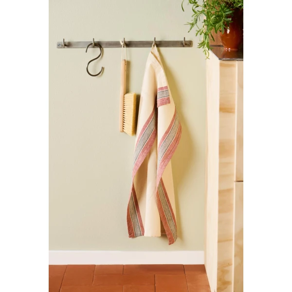 IB Laursen – Tea towel Walter natural w/rust coloured and grey stripes on the sides - Afbeelding 3