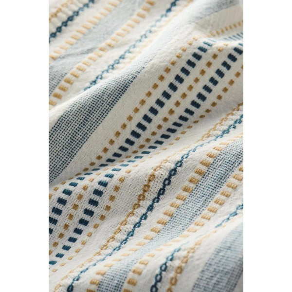 IB Laursen – Tea towel Celine white w/blue and beige, woven pattern - Afbeelding 2
