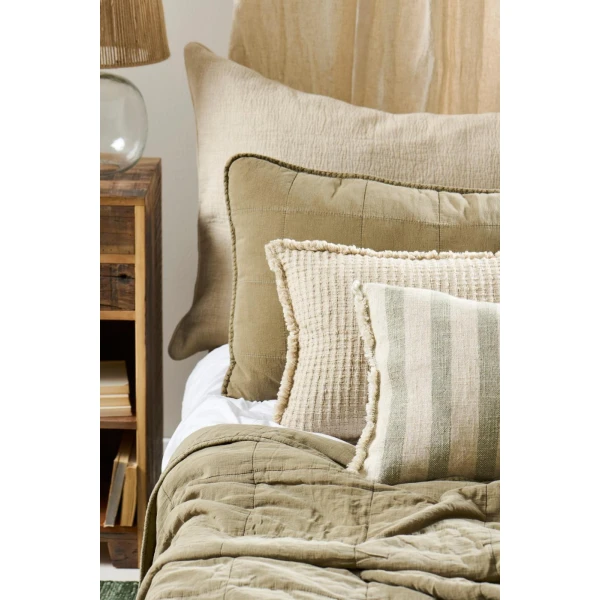 IB Laursen - Cushion cover coarsely woven in checkered pattern, 4 sides w/fringes, 35 x 80 cm - Afbeelding 4