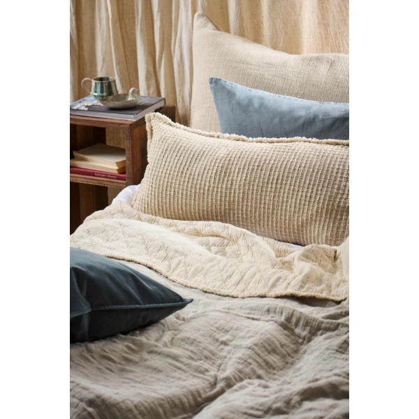 IB Laursen - Cushion cover coarsely woven in checkered pattern, 4 sides w/fringes, 35 x 80 cm - Afbeelding 3