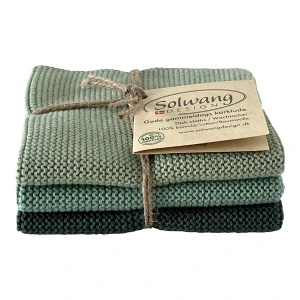 Solwang Design – vaatdoekjes – Rustic green combi – set van 3