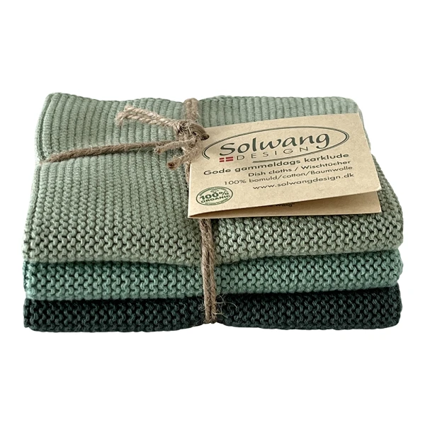 Solwang Design – vaatdoekjes – Rustic green combi – set van 3