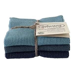 Solwang Design – vaatdoekjes – Blue peacock– set van 3