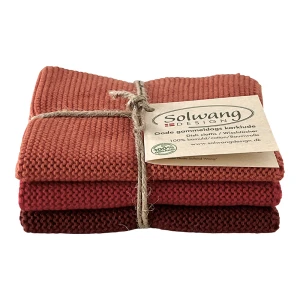 Solwang Design – vaatdoekjes – Burnt red combi – set van 3