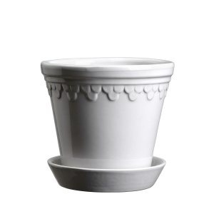 Bergs Potter – Københavner glaced pot + saucer - Mineral white