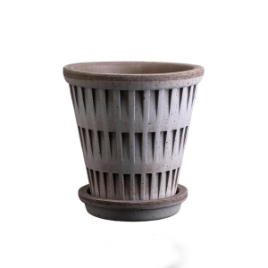 Bergs Potter – Pantheon raw pot + saucer – grey