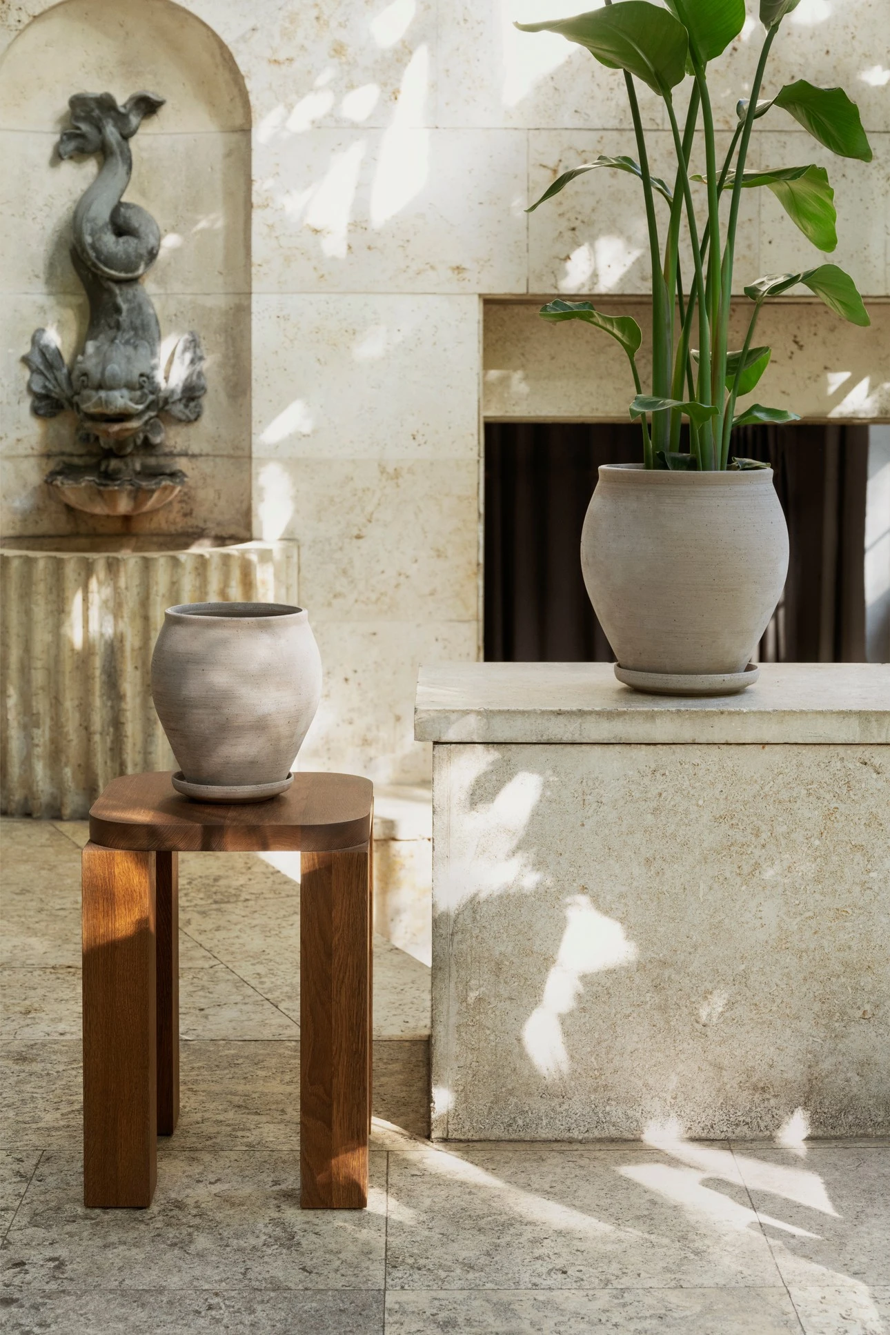 Bergs Potter – Delphi raw tall pot + saucer – grey - Afbeelding 2