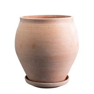 Bergs Potter – Delphi raw pot + saucer – rosa