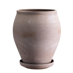 Bergs Potter – Delphi raw tall pot + saucer – grey