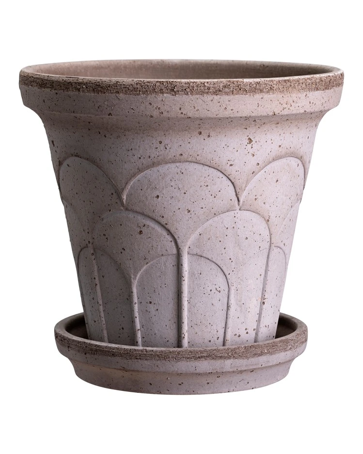 Bergs Potter – Fleur raw pot + saucer – grey