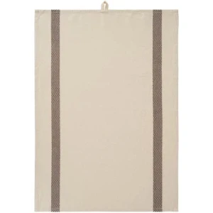 IB Laursen – Tea Towel Chloe natural w/brown woven, checkered stripes – 50 x 70 cm