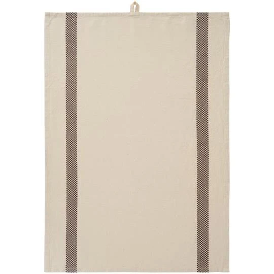 IB Laursen – Tea Towel Chloe natural w/brown woven, checkered stripes – 50 x 70 cm