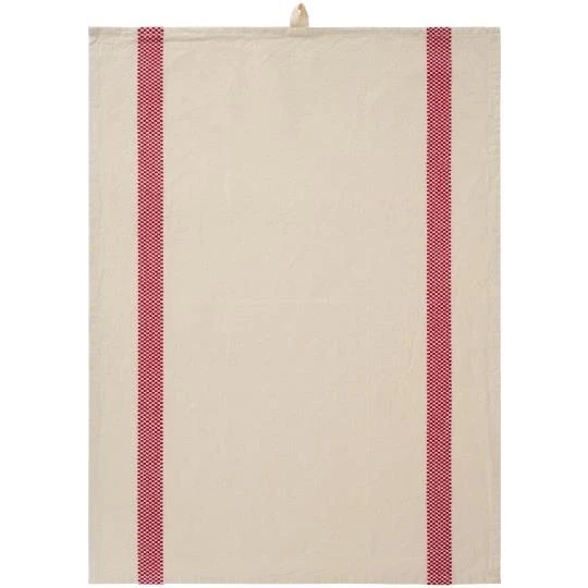 IB Laursen – Tea Towel Chloe natural w/red woven, checkered stripes – 50 x 70 cm
